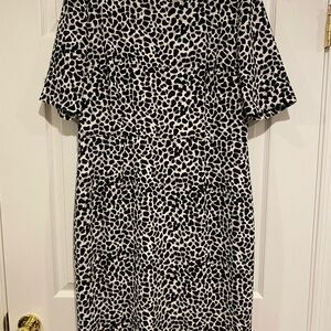 Talbots Monochrome Patterned Long Sleeve Dress